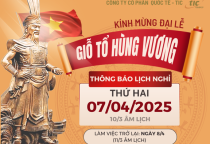 THÔNG BÁO LỊCH NGHỈ LỄ GIỔ TỔ HÙNG VƯƠNG 2025